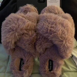 Nine West Fluffy Pink Slippers